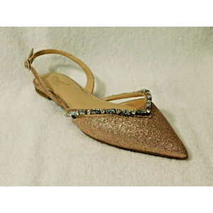 W618 Jewel Badgley Mischka Rose Camden Slingback Evening Flats Shoes Size 7.5 M